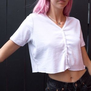 brandy melville jessie cropped button down